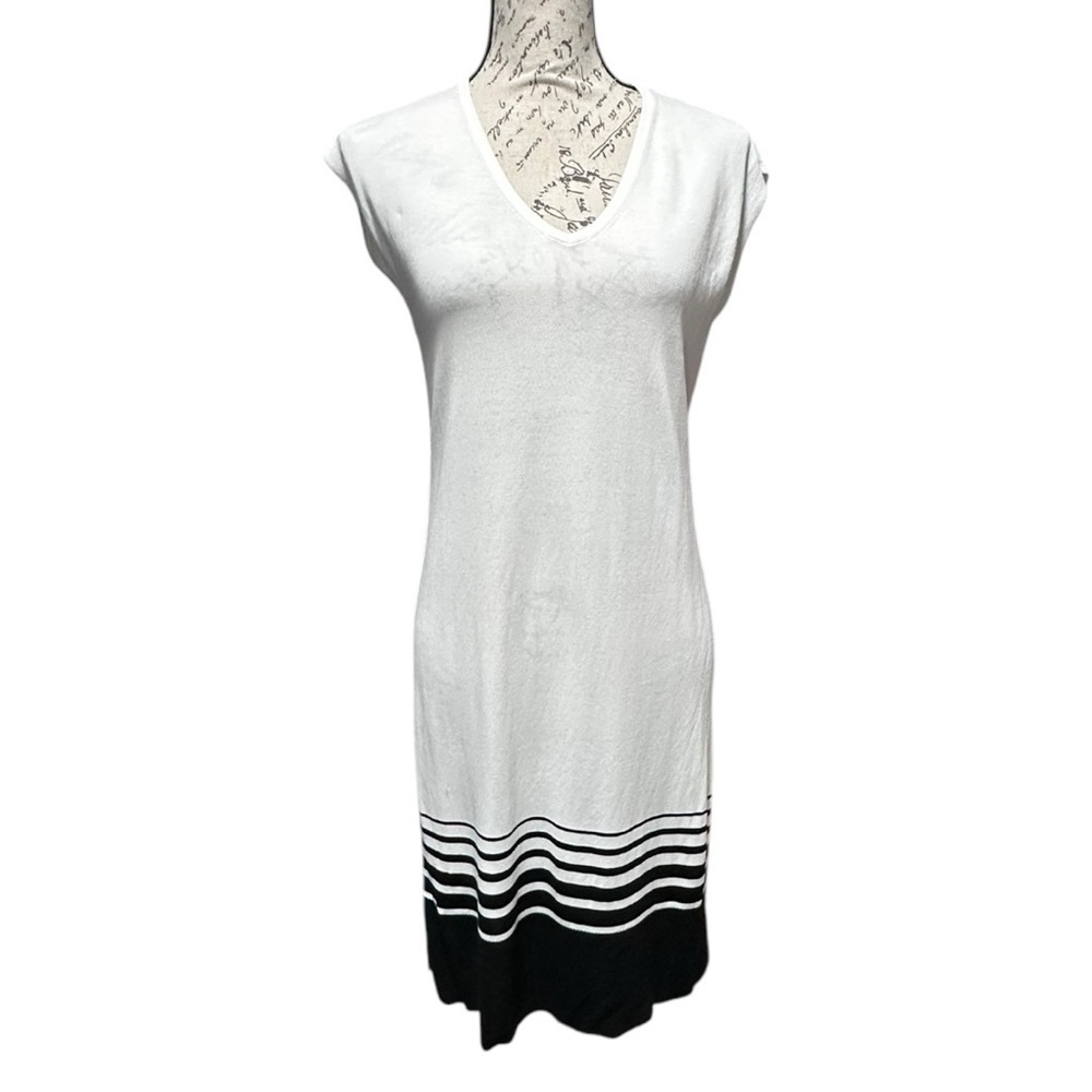 WHBM Knit Creamy White & Black Sleeveless Tunic Size XS